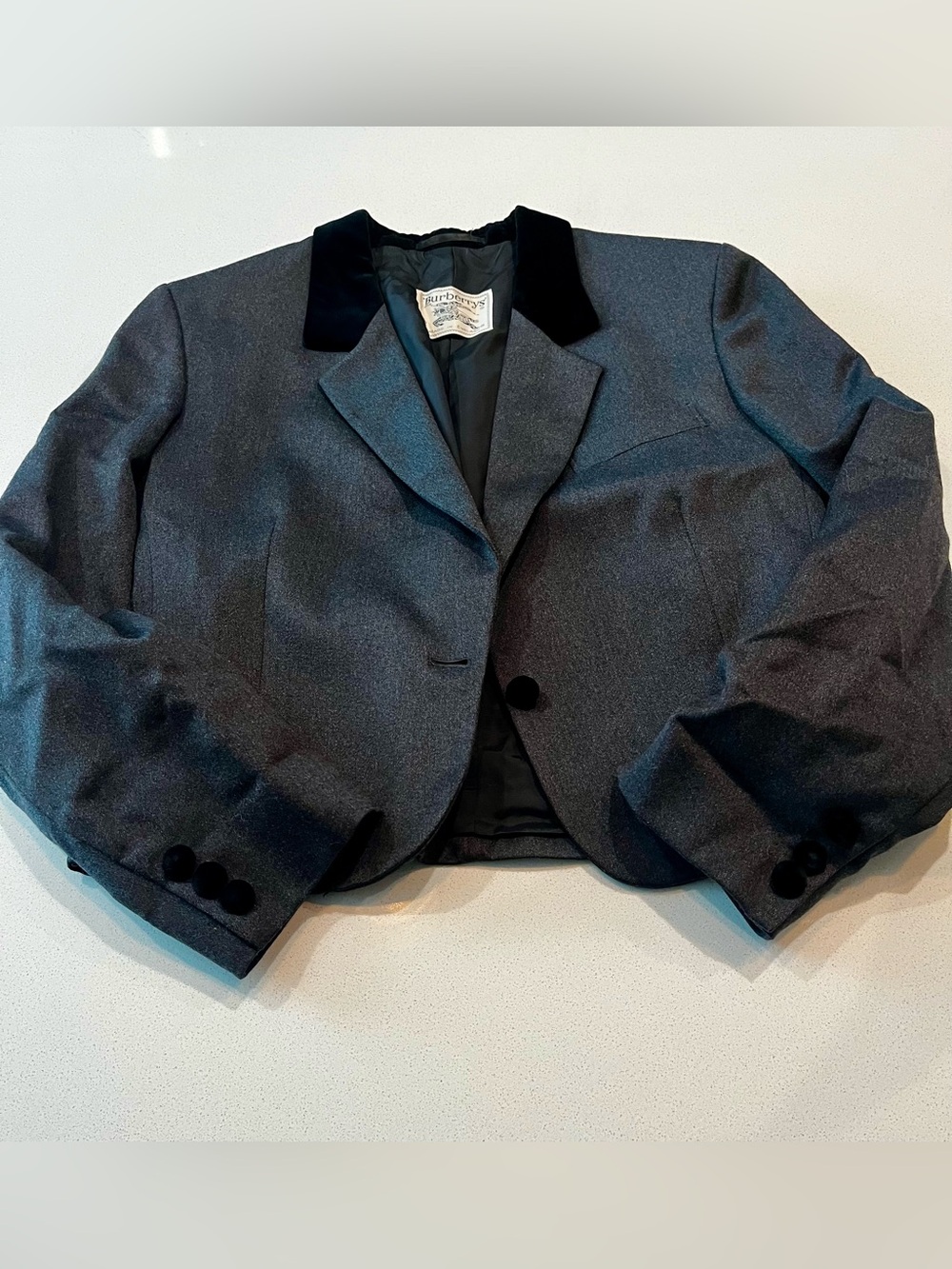 Vintage Burberrys Made in England 100% Wool Velvet Collar Blazer Jacket M - Picture 2 of 10